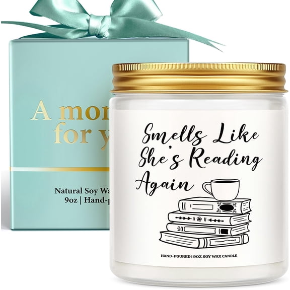 Book Lover Gifts, Bookish Candle for Women, Teacher, Readers, Bookworm, Librarian, Dark Romance Decor 9oz Lavender Scented Soy Wax Candle Gifts for Mother's Day Birthday Christmas