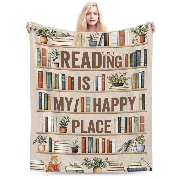 Book Lover Gifts for Women Men Blanket - Librarian Gifts Throw 80x60