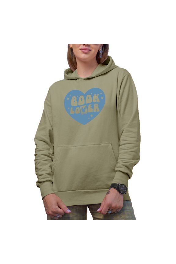 Book Lover Heart Art Merch Gift, Sand Hooded Sweatshirt or Hoodie, Small
