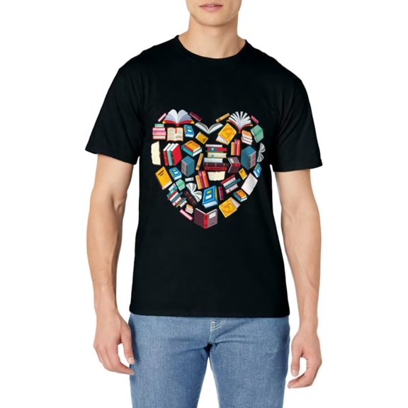 Book Lover Heart Shape reading club Librarian Library gifts T-Shirt