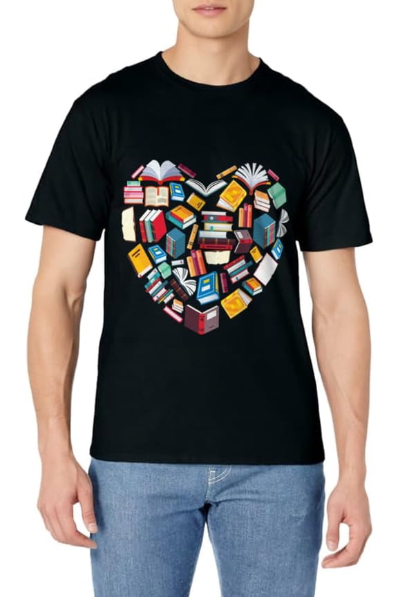 Book Lover Heart Shape reading club Librarian Library gifts T-Shirt
