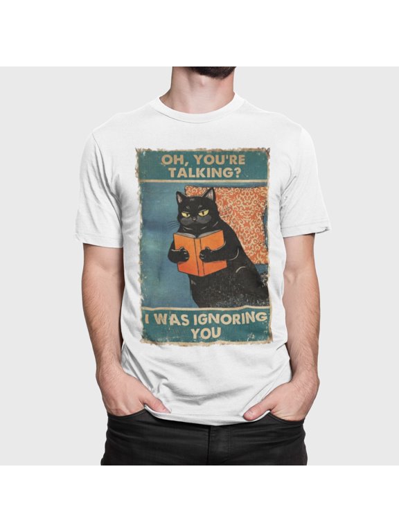 Book Lover Introvert Cat Ignoring Pun Graphic T-Shirt
