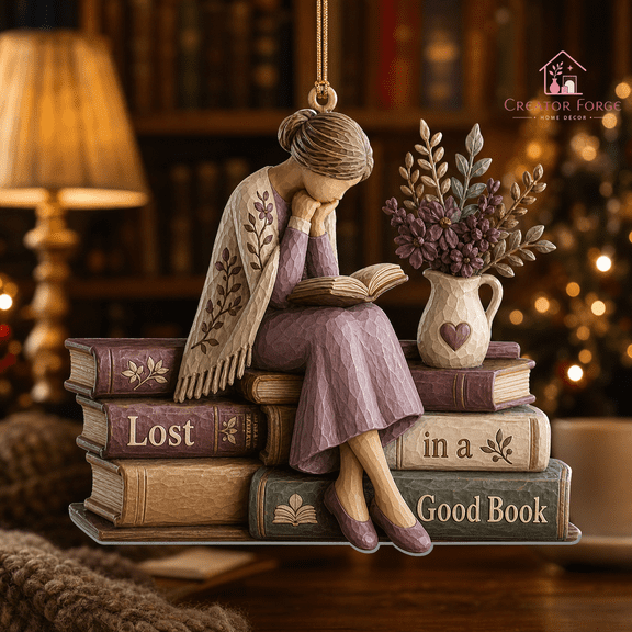 Book Lover Ornament Lost in a Good Book Reading Gift for Avid Readers