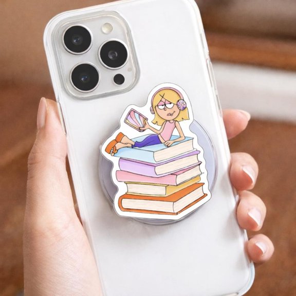 Book Lover Phone Grip Set, Book Stack Acrylic Grip, Bookish Reader Phone Holder