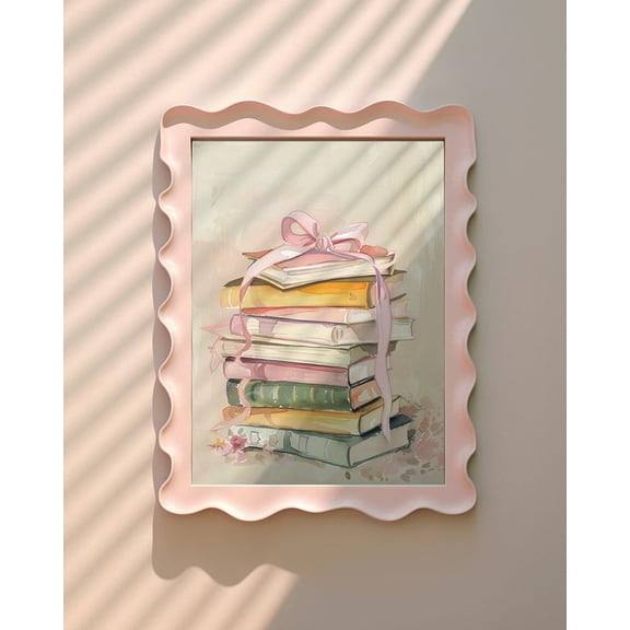 Book Lover Pile of Books Bookworm Book Nook Wall Picture, Unframed Paper Poster 8x10in