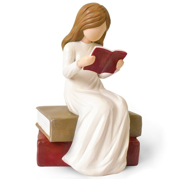 Lnrkai Book Lover Gifts for Women, Aesthetic Home Decor Figurines Ornaments, 4.9" Reading Girl Bookshelf Decor for Teachers Librarians Graduates