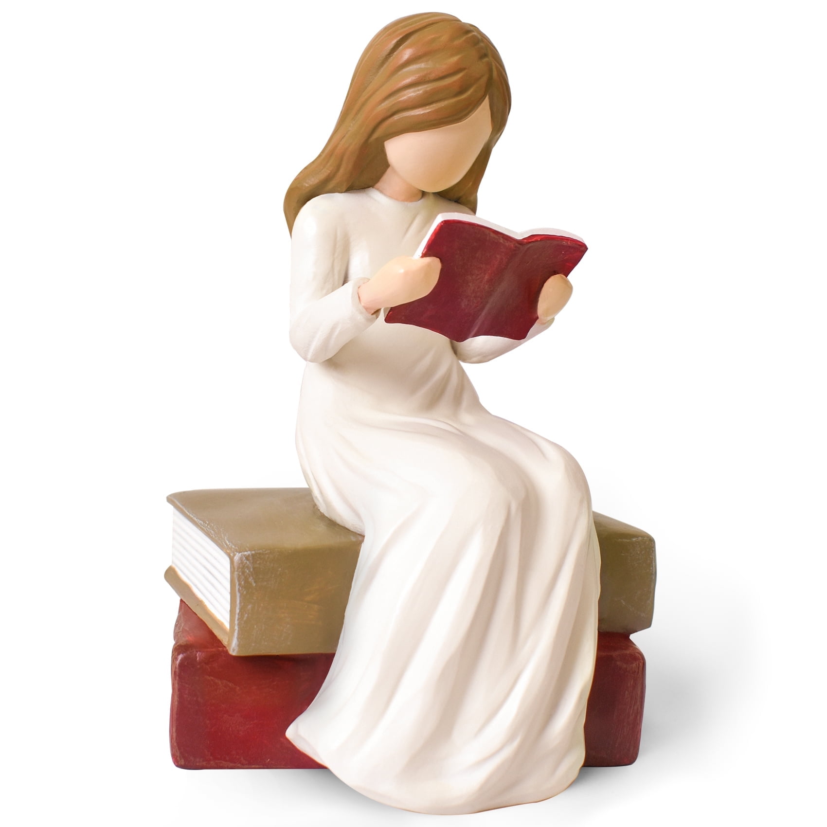 Lnrkai Book Lover Gifts for Women, Aesthetic Home Decor Figurines Ornaments, 4.9" Reading Girl Bookshelf Decor for Teachers Librarians Graduates