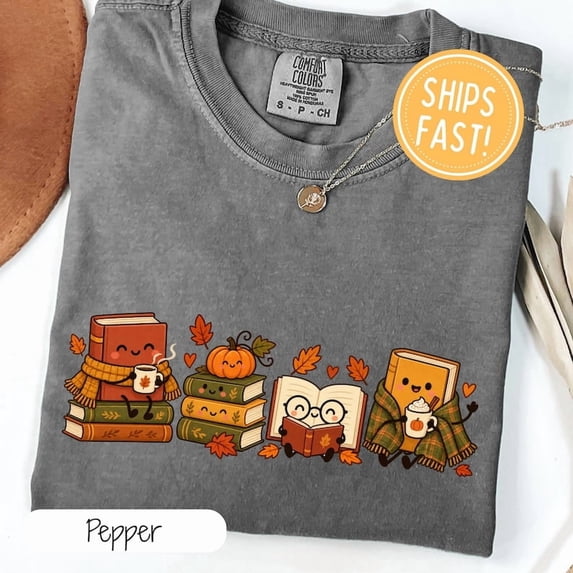 Book Lover Shirt Autumn Reading Tee Book Shirt Coffee Pumpkin Tee ...