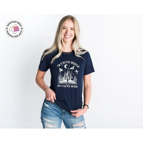 Book Lover Shirt, I'm a Book Dragon Not a Bookworm Shirt, Book Lover Gift, Librarian Shirt, Dragon and Book Tee, Literature And Reading Tee All Size S-5Xl