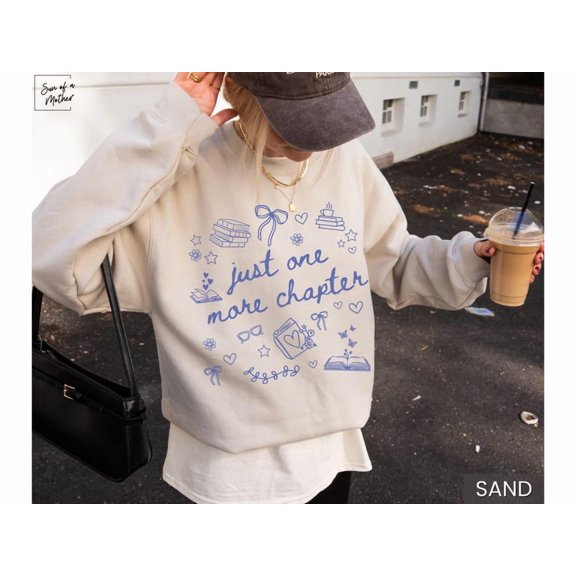 Book Lover Sweatshirt Bookish Merch Bookish Girly Reading Sweater Reader Sweatshirt Book Sweatshirt Librarian Crewneck Just One More Chapter - Sizes S-5XL ,MinimalTee