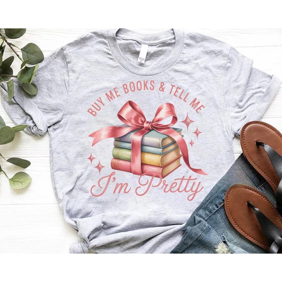 Book Lover T-Shirt: Pastel Bow Graphic Tee - Romantic Reader Gift All Size S-5Xl