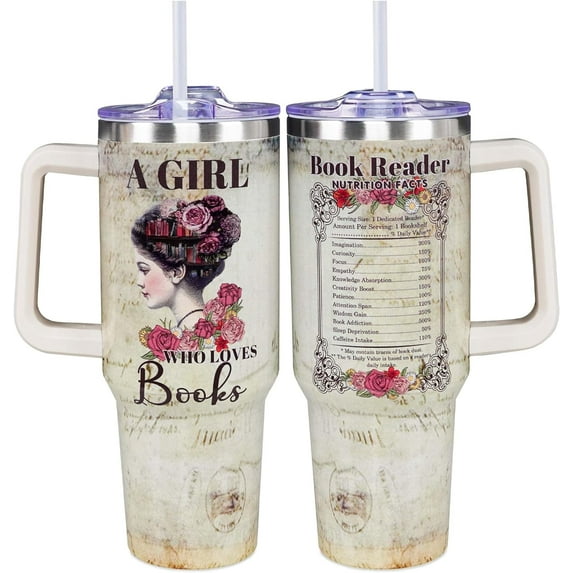 Book Lover Tumbler - Reading Gifts for Women, Gifts For Book Lover On Christmas, Birthday - Librarian Bookworm Bookaholic Tumbler, Gifts for Her - Book Lover Cup, Book Lover Mug, Bookish Tumbler