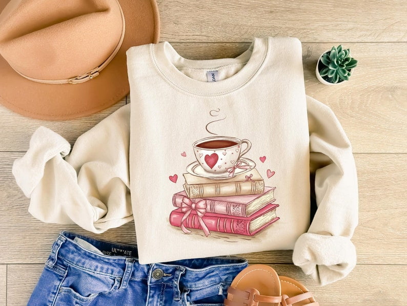 Book Lover Valentine Sweatshirt, Gift for Book Lovers, Coquette