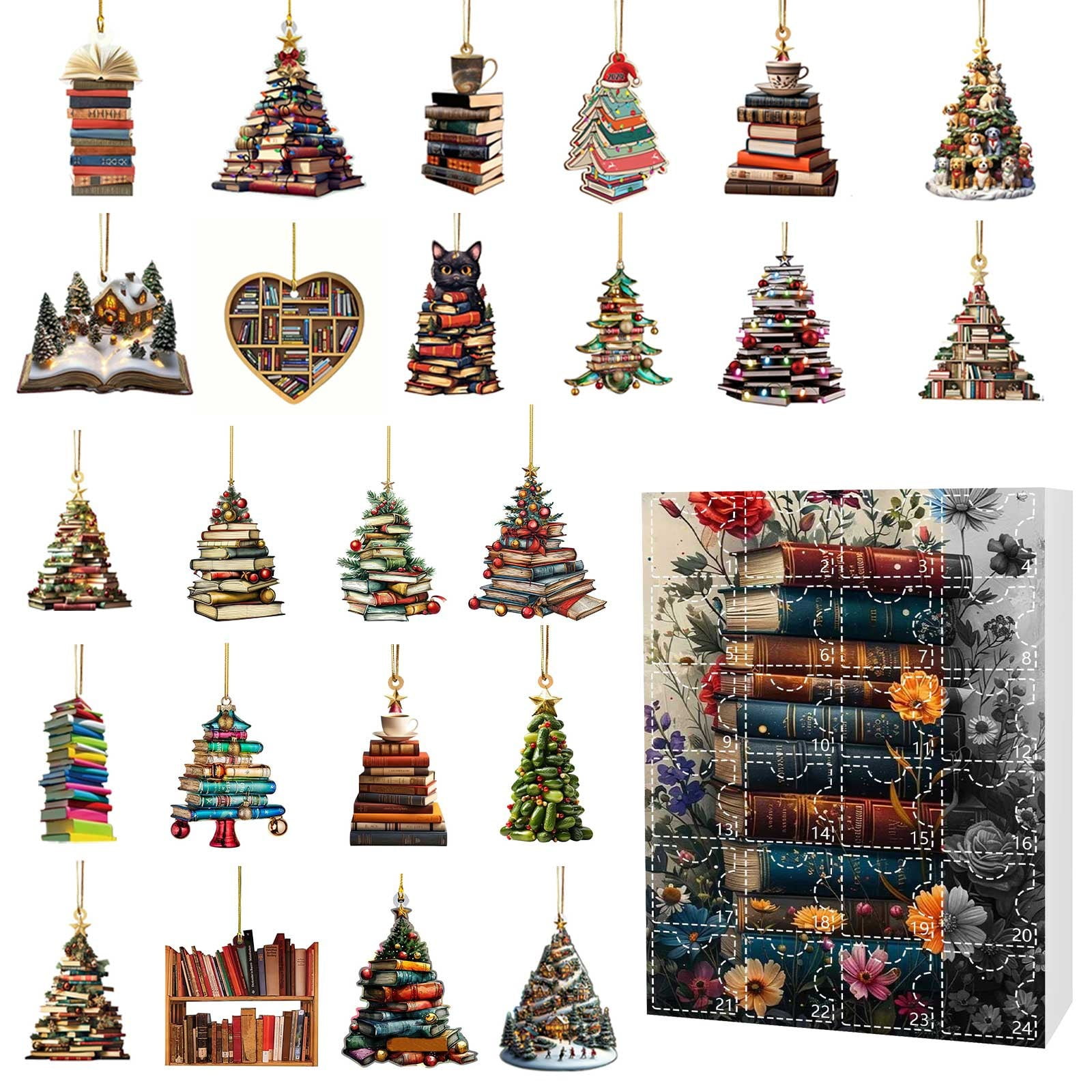 Book Lovers Advent Calendar 2024 Christmas Tree Hanging Ornaments Book Lovers Advent Calendar 2024 Christmas Tree Hanging Ornaments