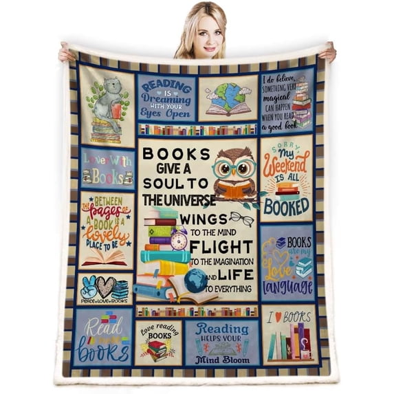 Book Lovers Blanket,Book Lovers Gifts,Gifts for Book Lovers Reader,Librarian Gifts,Book Reader Gifts,Book Club Bookworm Gifts for Book Lover Bookish,Literary Gifts Blanket 50"x60" for Couch