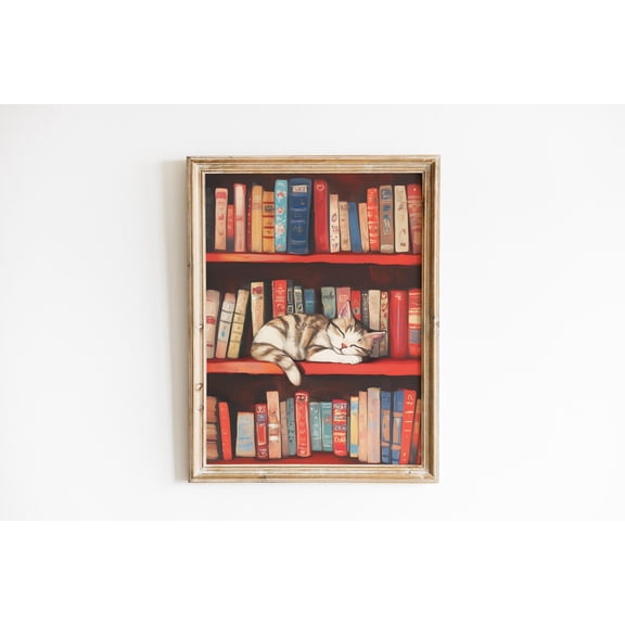 Book Lovers Bookshelf Modern Cosy Reading Library Decor, Unframed Paper Poster 8x10in
