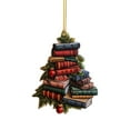thumbnail image 1 of Book Lovers Christmas Ornament - Wooden 3D Book Shaped Tree Decorations, Reading Themed Hanging Pendant for Xmas Tree Home Party Decoration, 1 of 4