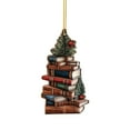 thumbnail image 1 of Book Lovers Christmas Ornament - Wooden 3D Book Shaped Tree Decorations, Reading Themed Hanging Pendant for Xmas Tree Home Party Decoration, 1 of 4
