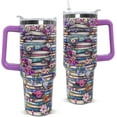 thumbnail image 1 of Book Lovers Floral Tumbler - 40 Oz Stainless Steel Insulated Handle Cup Gifts for Women Readers, Bookish & Librarian, 1 of 6