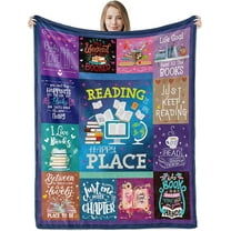 Book Lovers Gift Throw Blanket, Soft Cozy Reading Plush Blanket Gifts for Book Lovers, Warm Books Flannel Fluffy Blanket for Reader Bookworm Teen Girls Women Birthday Graduation Gifts, 60x50 In