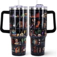 thumbnail image 1 of Book Lovers Gifts 40oz Tumbler with Handle and Straw Lid,Vacuum Insulated Leak Proof Tumbler bookish gifts for Women Readers Librarian,Book Accessories Stainless Steel Travel Mug,Well-Read Rose, 1 of 6