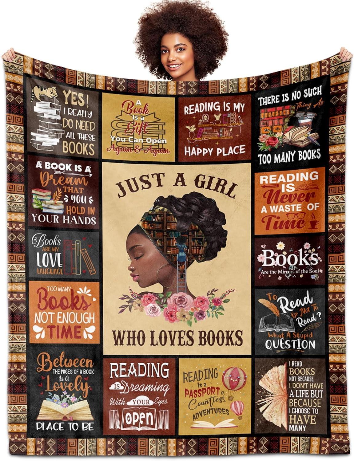 "Just A Girl Who Loves Books" Reading Blanket - 60" X 50", Soft Fleece, Gift For Book Lovers & Readers