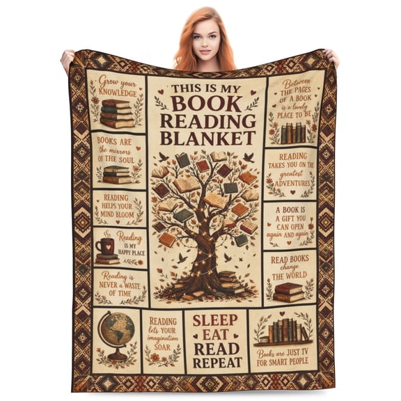 Book Lovers Gifts Blanket, Book Reading Throw Blanket, Librarian Bookish Books Club Gift for Women Readers Bookworms Birthday Graduation Present Ideas Soft Flannel Blankets 50x40