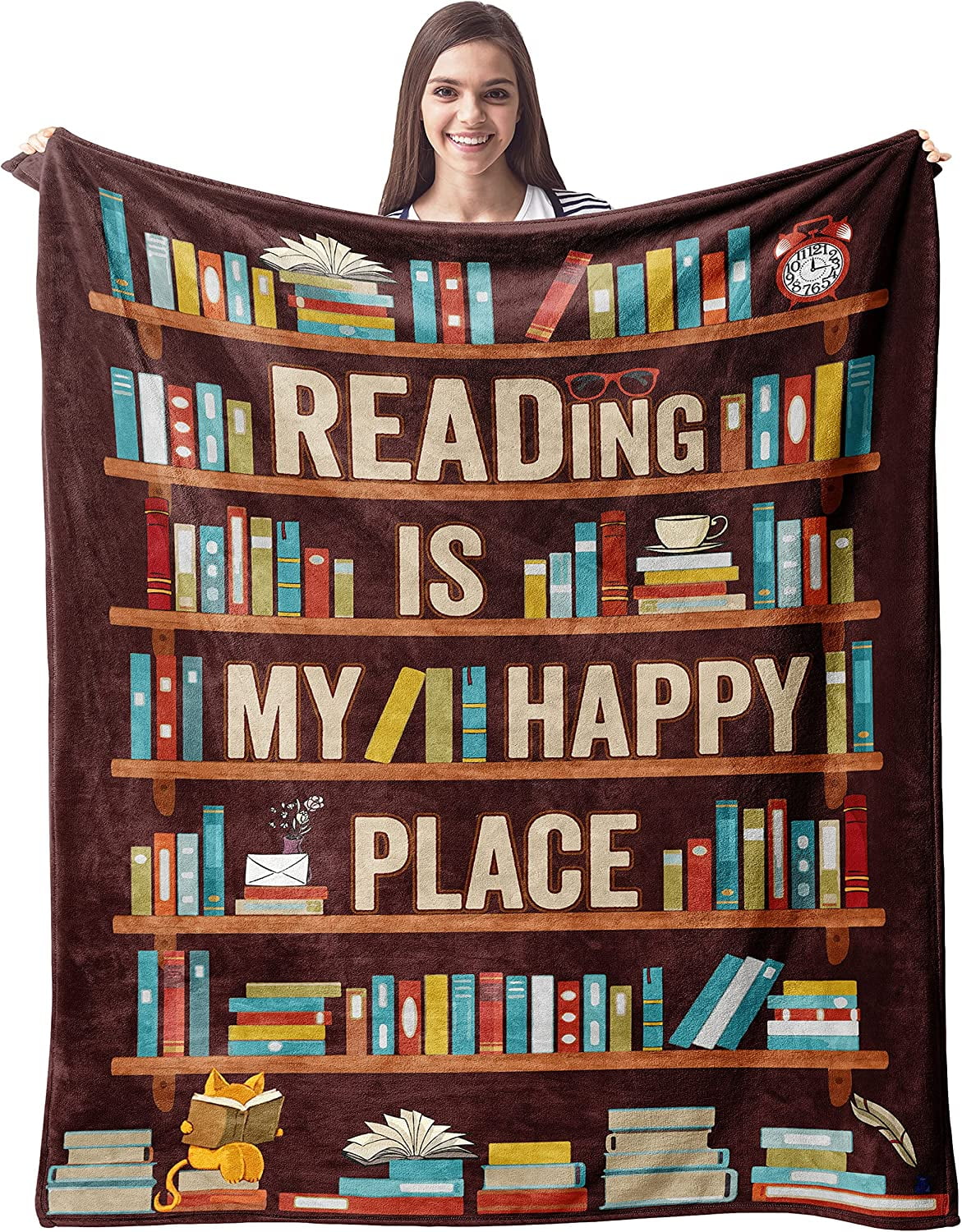 Book Lovers Gifts Blanket Librarian Gifts Throw Blanket 40"x50" Book Club Gifts for Reading Lover Bookish Literary Gifts Ideas Best Bookworm Gifts on Birthday Christmas Graduation