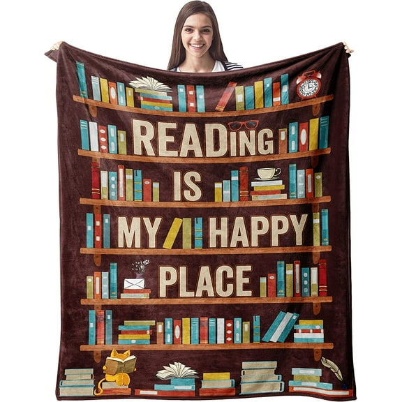 Book Lovers Gifts Blanket - Librarian Gifts Throw Blanket 80"x60" - Book Club Gifts for Reading Lover Bookish - Literary Gifts Ideas - Best Bookworm Gifts on Birthday Christmas Graduation