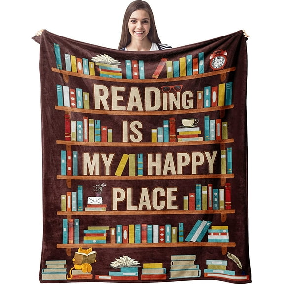 Book Lovers Gifts Blanket - Librarian Gifts Throw Blankets - Book Club Gifts for Reading Lover Bookish - Literary Gift Ideas - Best Bookworm Gifts on Birthday Christmas Graduation