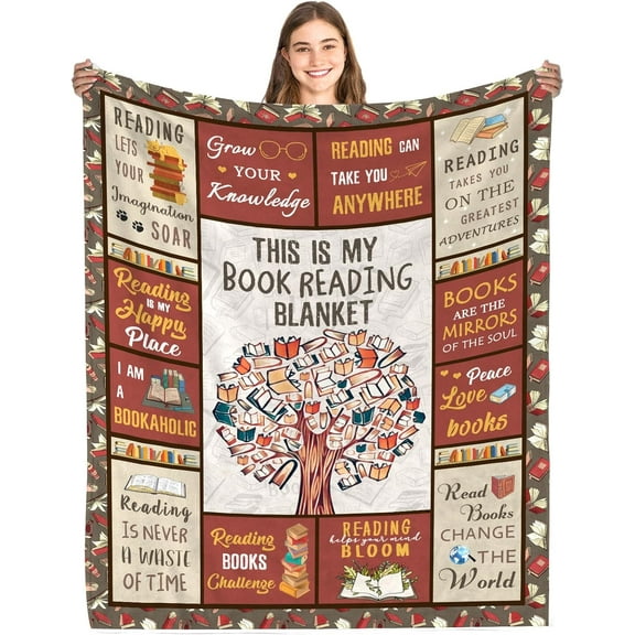 Book Lovers Gifts Blanket, Gifts for Book Lovers Women, Reading Blanket for Book Lovers, Librarian Gifts for Women Ideas Christmas Birthday Graduation, Book Club Gifts, Best Bookworm Gifts (50x60in)