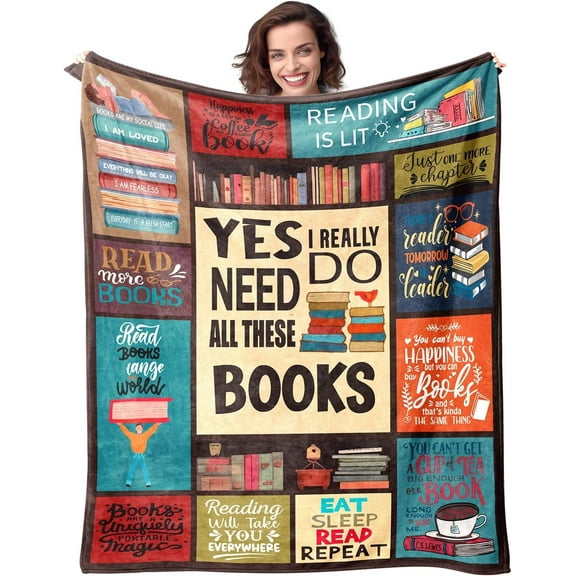 Book Lovers Gifts Book Reader Gifts Ideas - I Really Do Need All These Books Soft 50" X 60" Throw Blanket - Christmas Birthday Appreciation Presents for Book Lovers Gifts for Book Lovers Readers