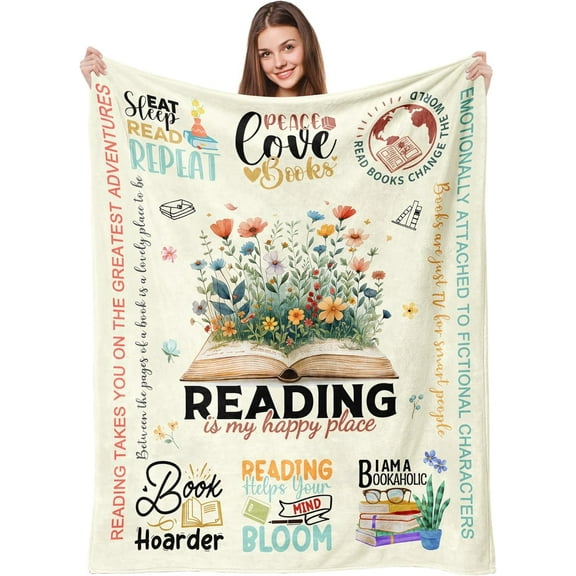 Book Lovers Gifts, Gifts for Book Lovers Women, Book Blanket, Gifts for Readers Book Lovers Women, Reading Gifts for Book Lovers, Book Reader Gifts, Book Lovers Christmas Throw Blanket 60"x50"