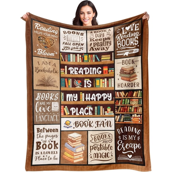 Book Lovers Gifts - Gifts for Book Lovers Women - Gifts for Readers - Reading Blanket - Books Club Librarian Bookworm Bookish Blanket Present for Women - Christmas Graduation - Throw Blanket 50"x60"
