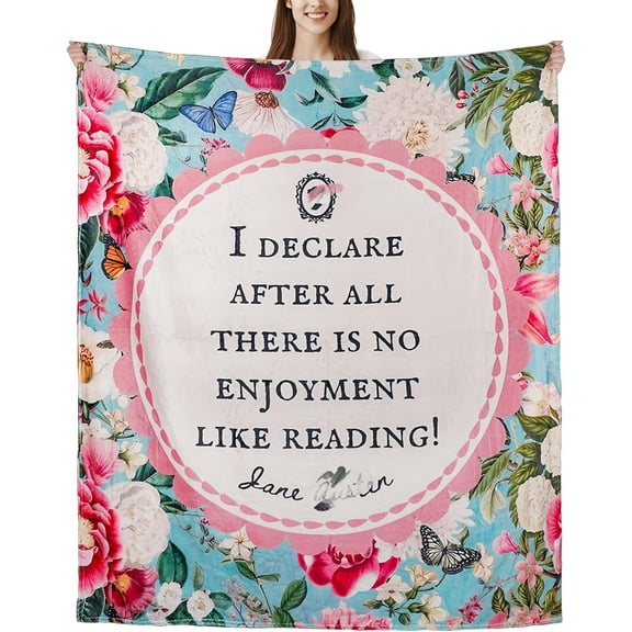 Book Lovers Gifts Throw Blanket, 50"x60" Reading Blanket Gifts for Women Librarian, Book Lovers Idea Gifts for Bookworm, Book Accessories Bookish Gifts for Book Lovers