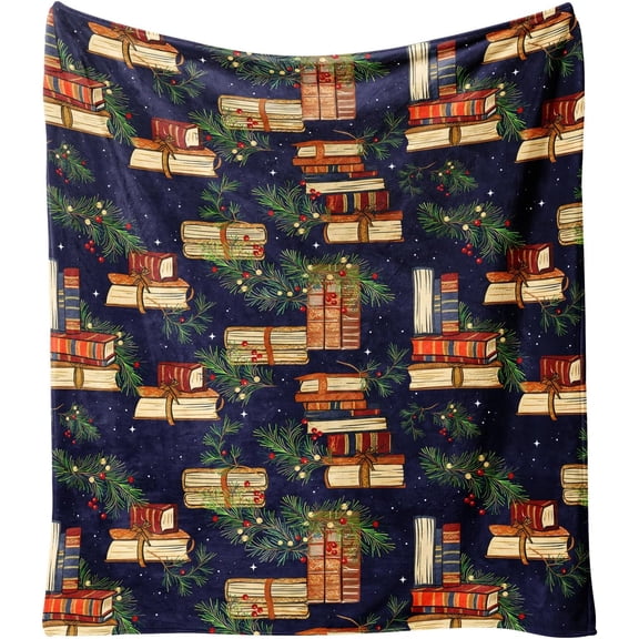 Book Lovers Gifts Throw Blankets,Christmas Books Fleece Blankets Gifts for Women Flannel Throw Blanket for Home Living Room Couch Bed Chair or Dorm Decor 60"x50"