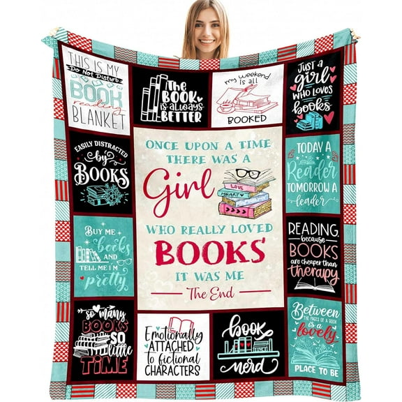 Book Lovers Gifts for Women, Bookish Gifts for Book Lovers Women, Book Lovers Gift Ideas Throw Blanket 60"x50", Reading Gifts for Readers/Librarian/Book Nerd/Bookworm, Book Club Gifts for Women