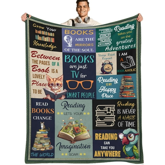 Book Lovers Gifts Women, Librarian Gifts for Women, Book Club Gifts for Women Kids Ideas, Book Blanket Reading Blanket for Book Lovers (60x80in)