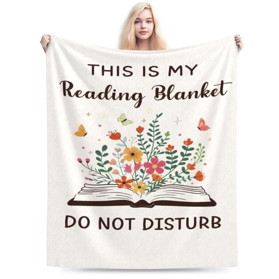 Book Lovers Gifts for Women Men, Flannel Soft Book Reading Blanket Decor, Reader Gifts for Birthday, Reading Accessories, Bookish Bookworm Gift 60x50