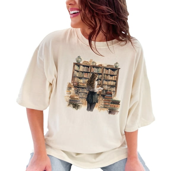 Book Lovers Graphic Tee, Bibliophile Shirt, Reading Enthusiast Gift, Vintage Library Art, Bookworm T-Shirt, Literature Lover Top, Ivory Comfort Colors T-Shirt, Large