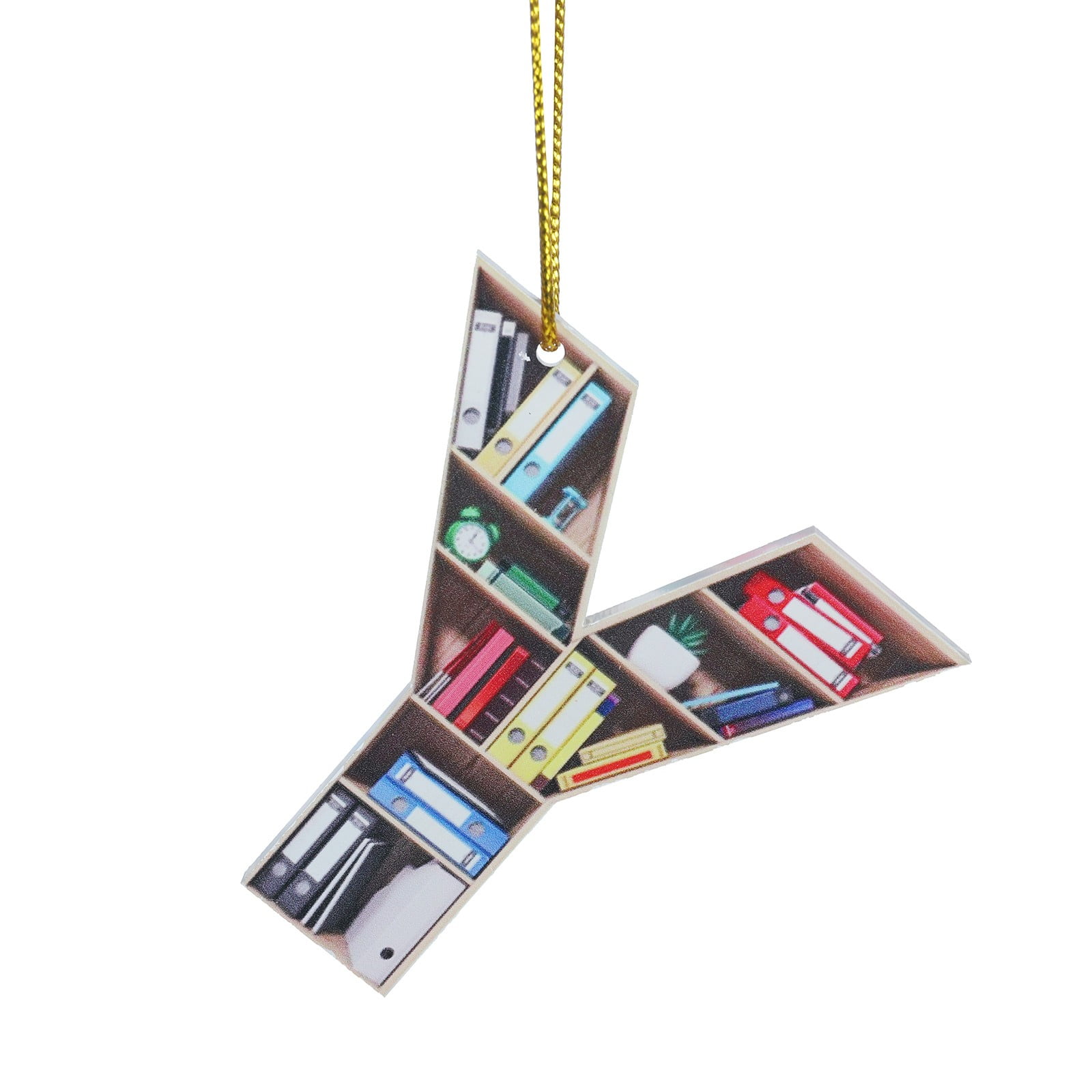 Book Lovers Heart Shaped Bookshelf Pendant Acrylic Christmas Garland