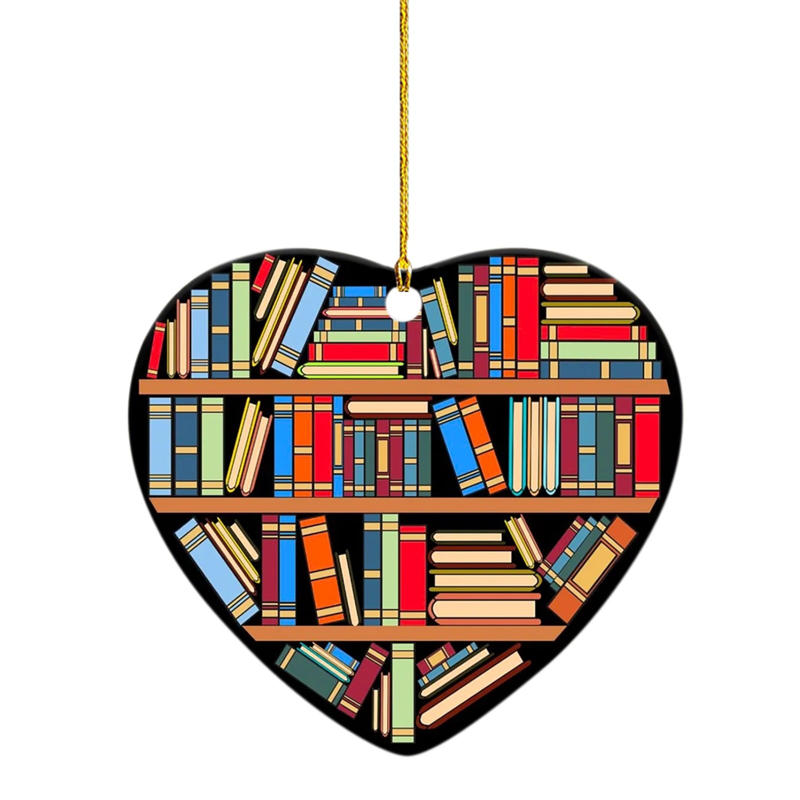 Book Lovers Heart Shaped Bookshelf Pendant Acrylic Ornament - Walmart.com