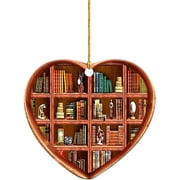 Book Lovers Heart Shaped Ornament Novel Reading Enthusiast Librarian Appreciation Literary Stacked Pages Pendant Decoration