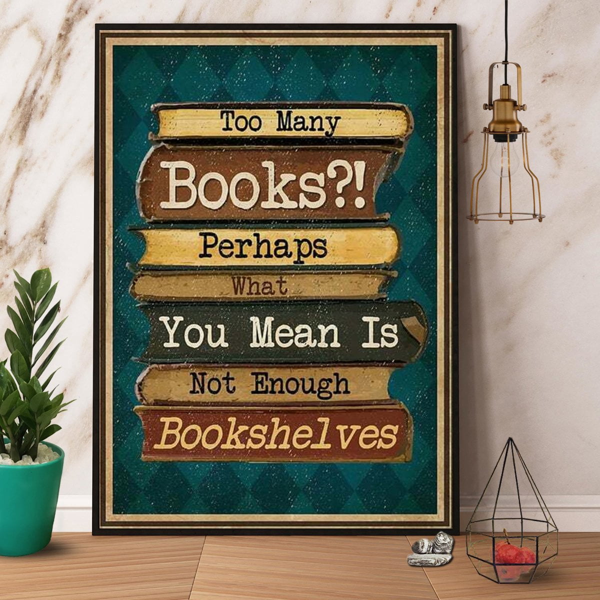 Book Lovers Too Many Books Retro Paper Poster No Frame Matte Wall Art ...