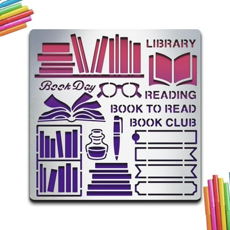 Book Metal Stencil Book Metal Journal Stencils Library Reading Book to Read Book Club 6×6inch DIY Template for Diary Scrapbooking Card