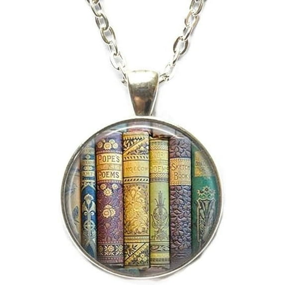 Book Necklace Book Jewelry Book Lovers Pendant Purple Blue