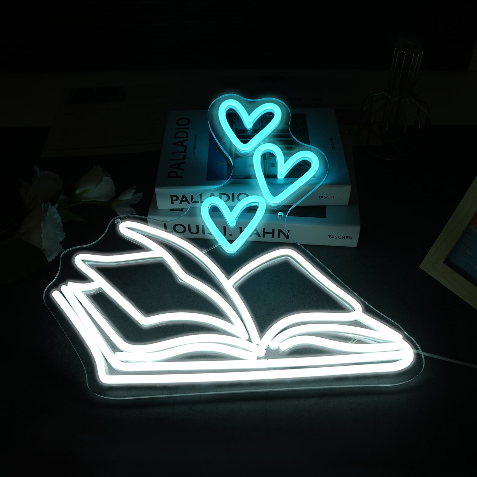 Book Neon Sign for Wall Decor, Reading Book Neon LED Light, Reading ...