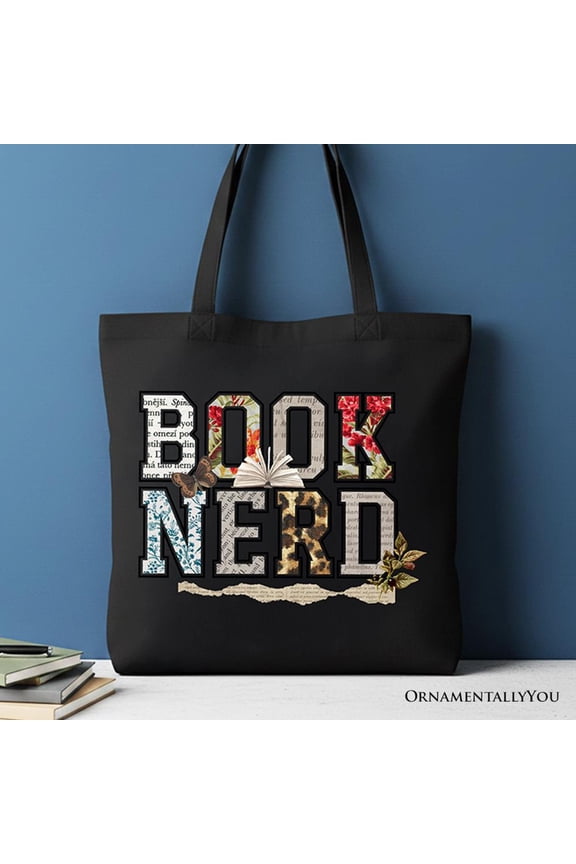 Book Nerd Collage Retro Tote Bag, Bookish Booktok Librarian Gift Shopper