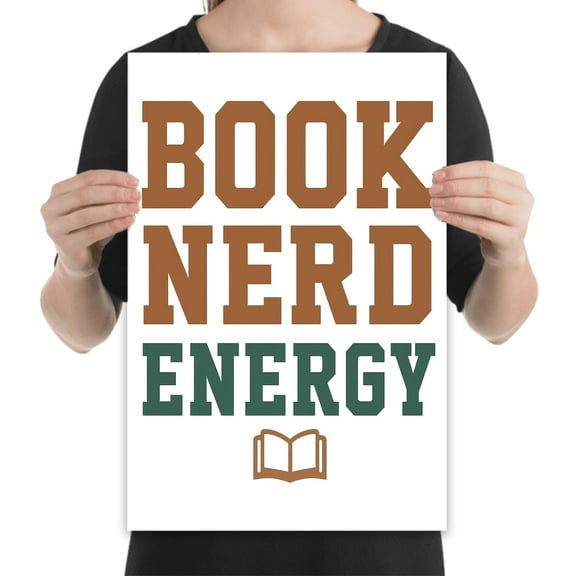 Book Nerd Energy Poster, Retro Gift for Students, Academic Wall Art