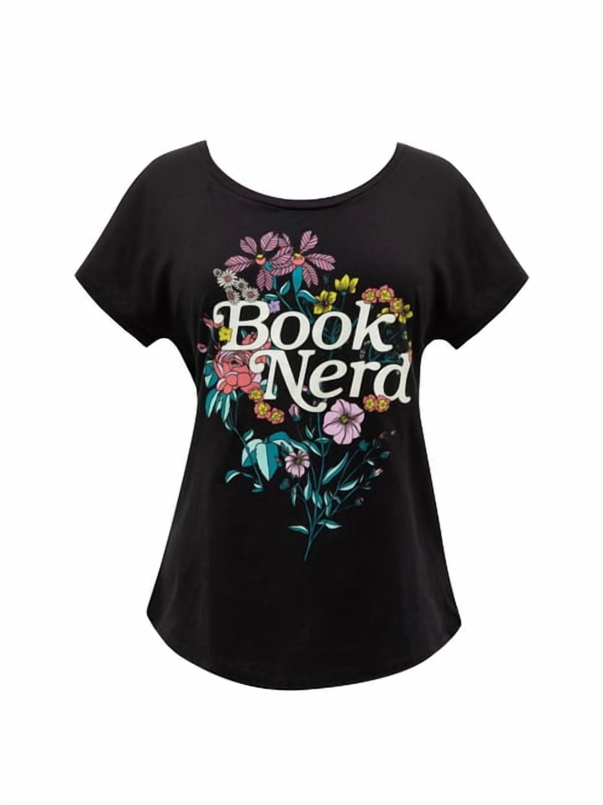 OUT OF PRINT Book Nerd Floral Women's Relaxed Fit T-Shirt XXX-Large, (Other)